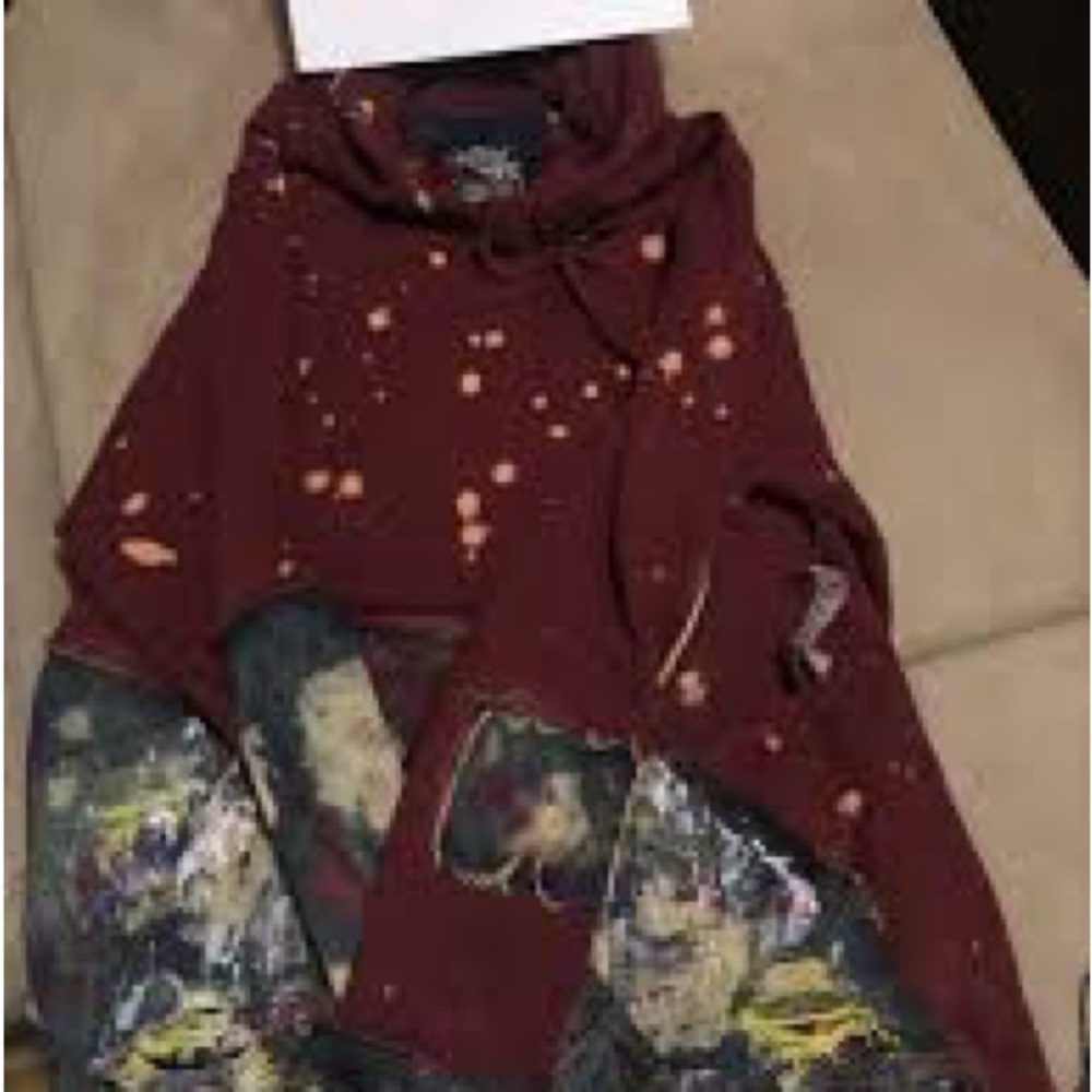Heritage Burgundy Paint Splatter Hoodie